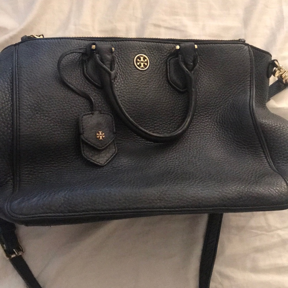 Black Leather Tory Burch Bag
